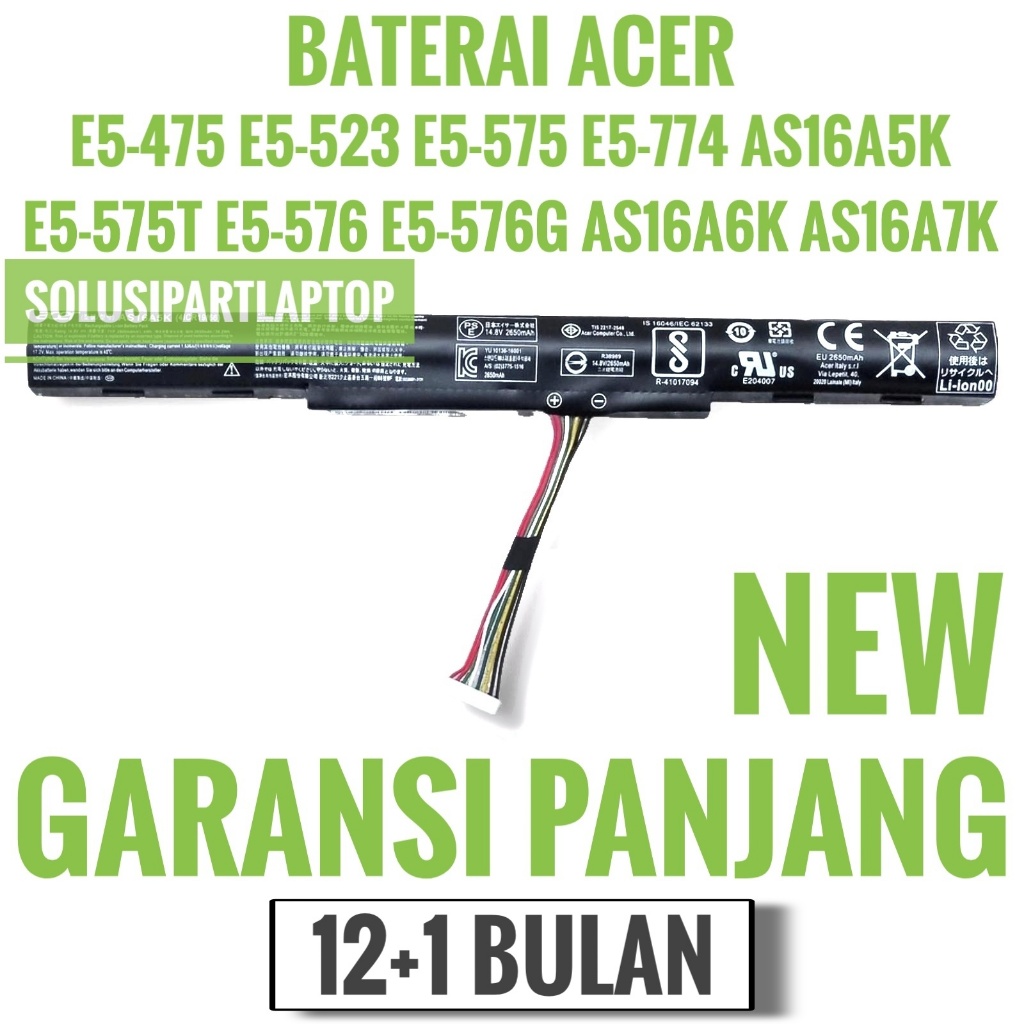 Baterai Battery Batre Acer E5-475 E5-475G E5-476G ES1-432-C085 C52R AS16A5K AS16A7K AS16A8K KT.00605