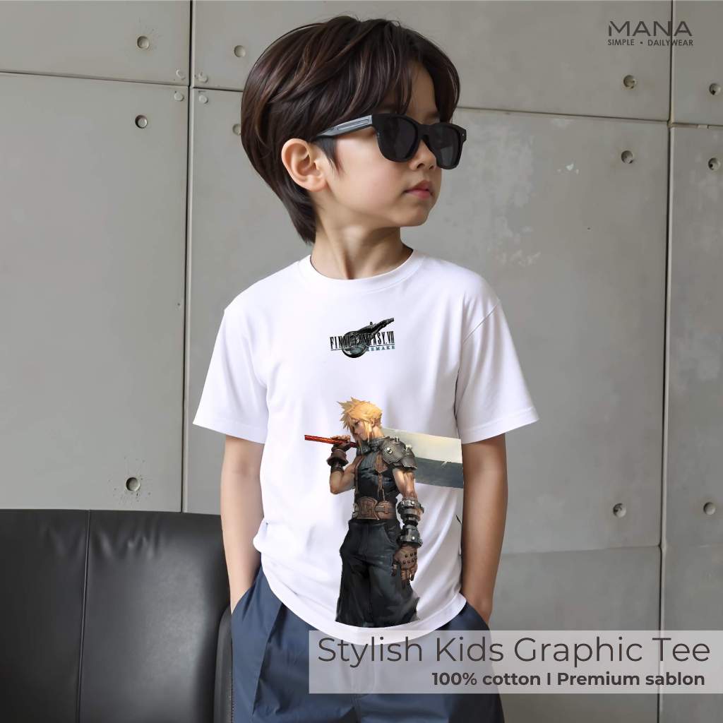 baju Kaos t shirt Anime final fantasy cloud strife anak laki laki - kaos Anime final fantasy keren
