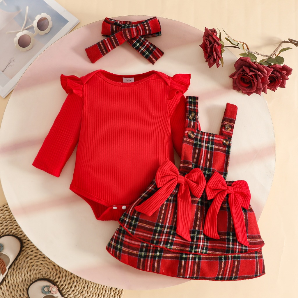 Set Dress Jumper Bayi Perempuan / Set Baju Bayi Baru Lahir / Dress Jumper Bandana Bayi Cewek / Flowe