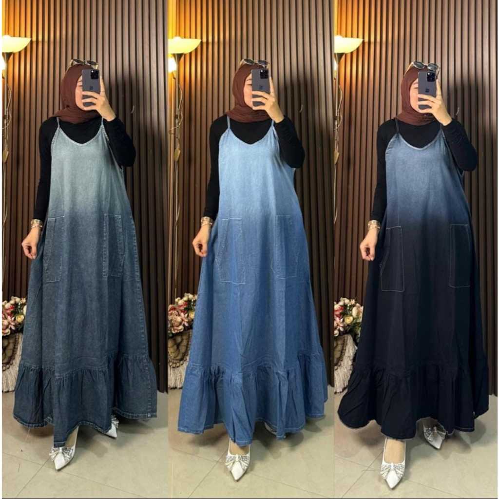 GRADASII OVERALL JEANS DENIM / MAXY DRESS JEANS DENIM WASH