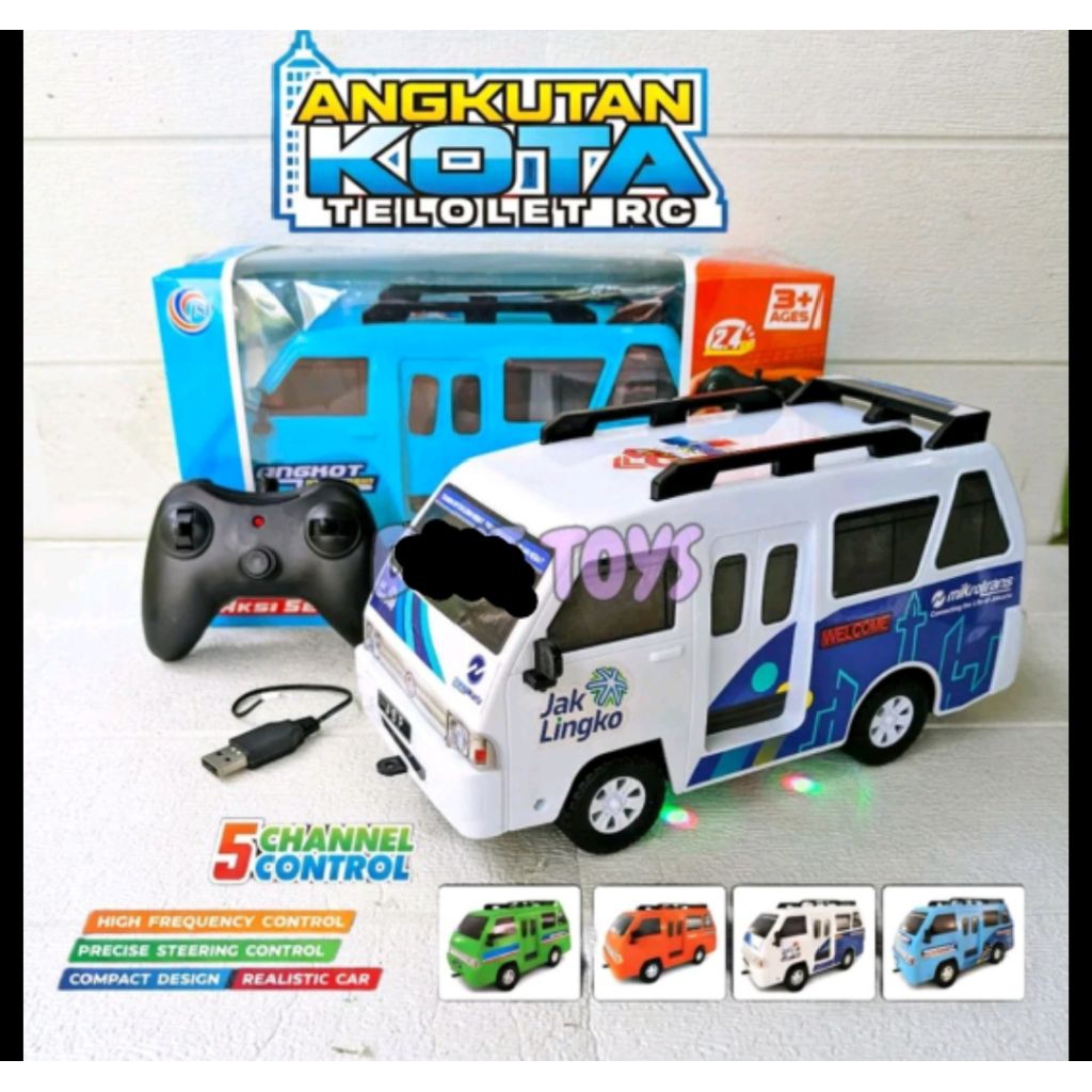Mainan Mobil Remot control Angkot Baterai Cas Mainan Rc Angkot