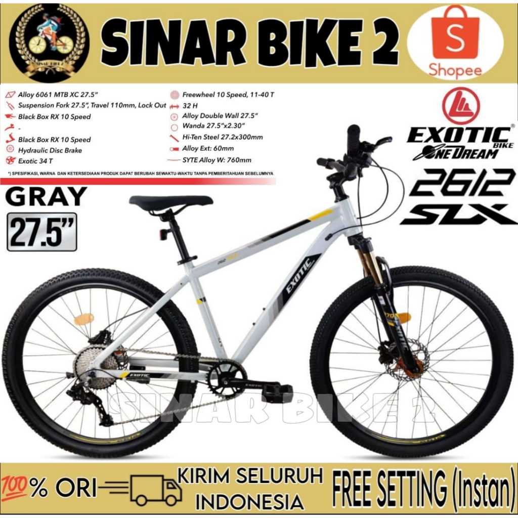 Sepeda Gunung MTB EXOTIC 2612 SLX Ukuran 27.5 Inch 7 Speed Hidrolik