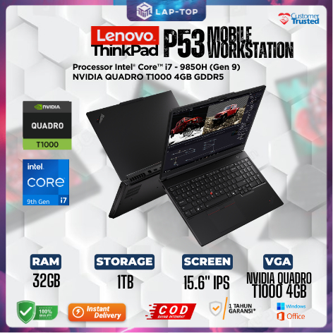 Lenovo Thinkpad P15, P50, P51, P52, P53 Intel Xeon W-10855M RAM 64GB SSD 1TB NVIDIA RTX 3000 6GB GDD