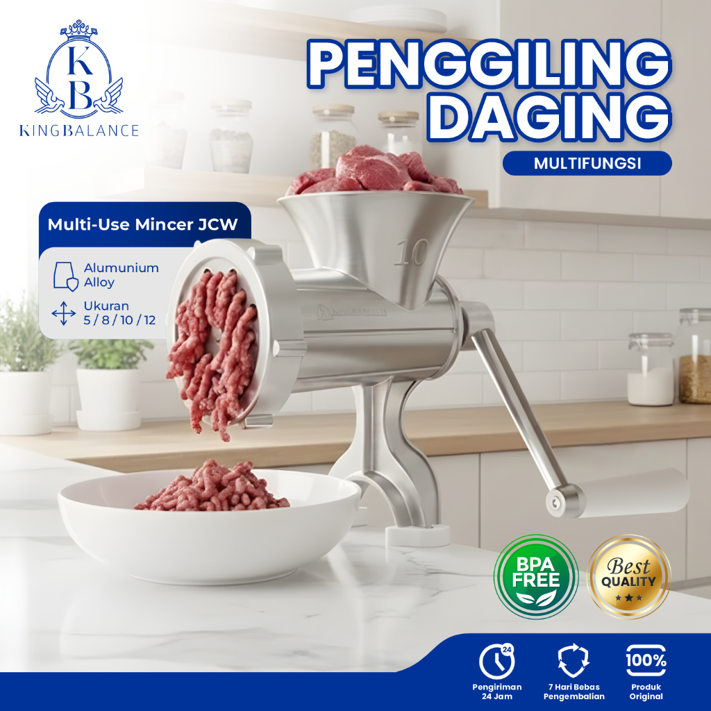 King Balance Mincer Alat Giling Daging Alumunium Alat Penggiling Daging Penggiling Daging Manual JCW