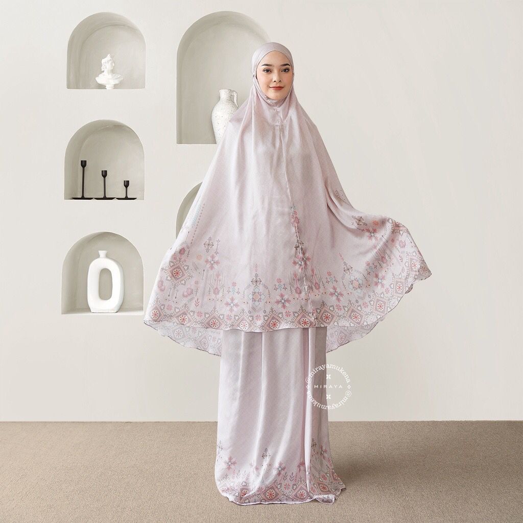Mukena Travel Printing Miraya Folk Pink