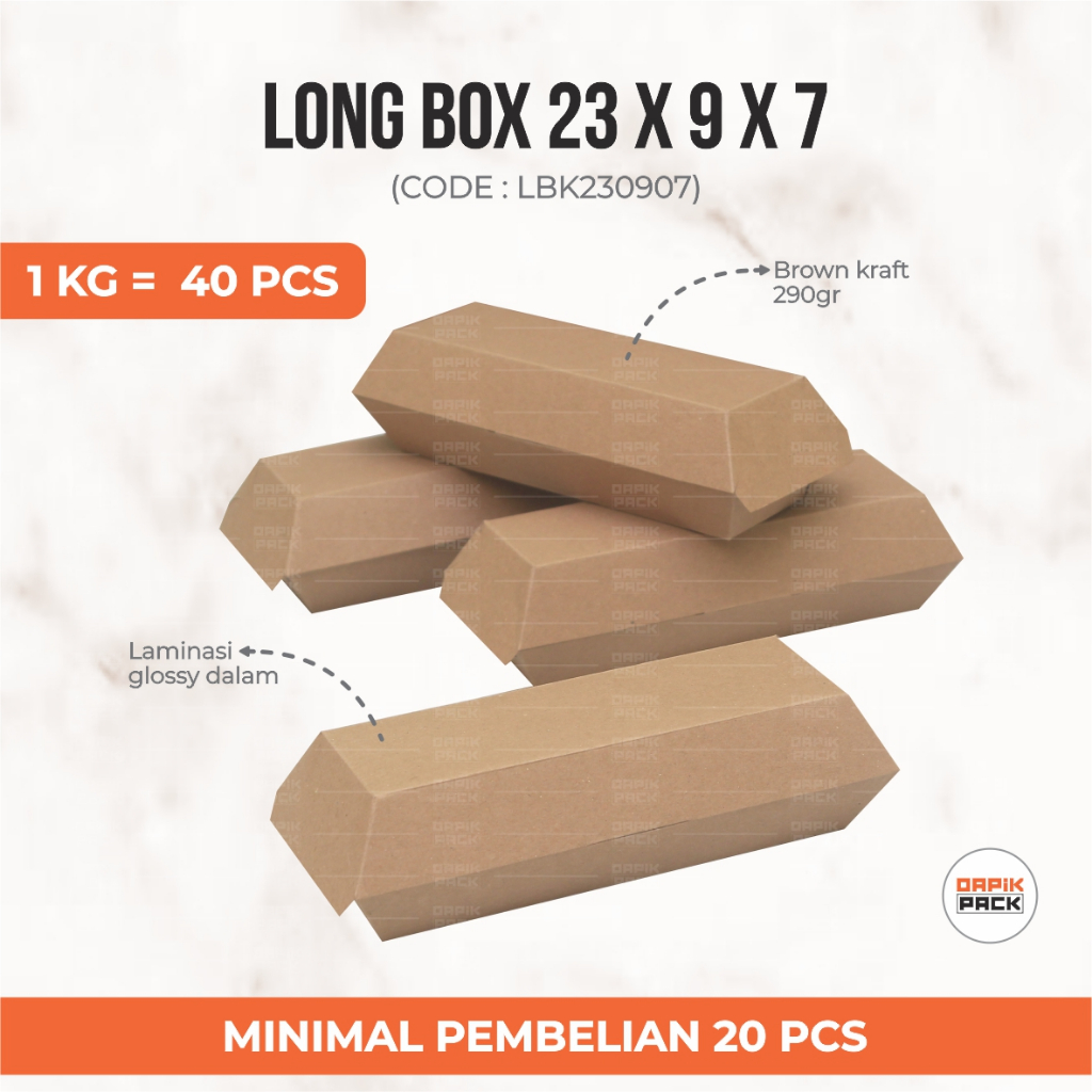 Long Box 23x9x7, Hotdog Box, Corndog Box, Sate Box, Kemasan Makanan, Packaging MakananDus Makanan