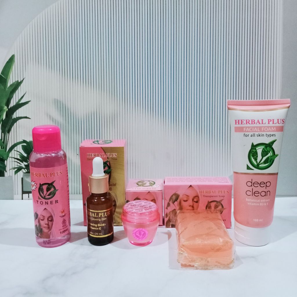 Paket Lengkap Herbal Plus Lightening Cream 5in1 BPOM ( Cream,serum,toner,sabun, facial foam )