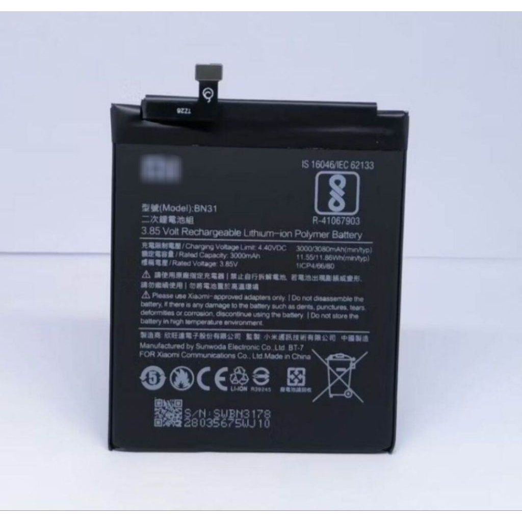 Baterai Batre Battery HP XIAOMII REDMI NOTE 5A PRIME ORIGINAL 100% Model Batrei BN31 BN-31