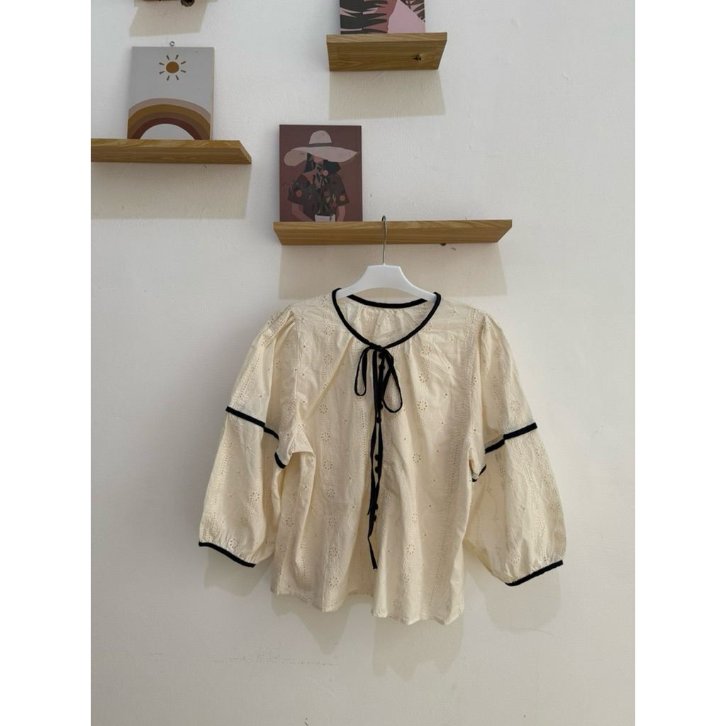 SL417 | BLOUSE by RED APPLE BKK | BLOUSE BKK | RED APPLE BKK | ATASAN BORDIR | ATASAN KATUN BOLONG