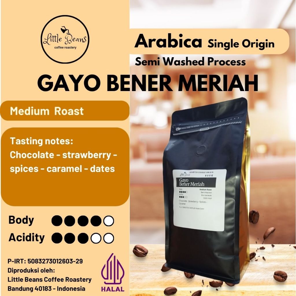 Little Beans Kopi Arabica Aceh Gayo Medium Roast 800gr/400gr/200gr Biji Kopi/Bubuk