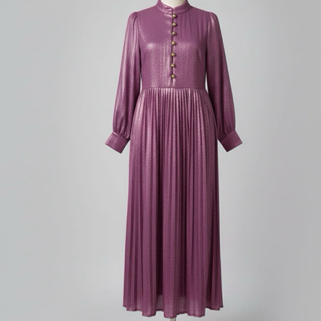 gamis dress lilac ori bahan yang bagus shimmer silk like new