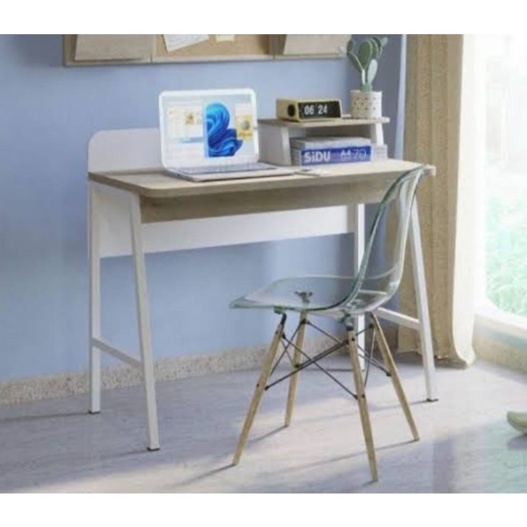 Meja belajar komputer tulis putih kaki besi 100cm minimalis BANDUNG