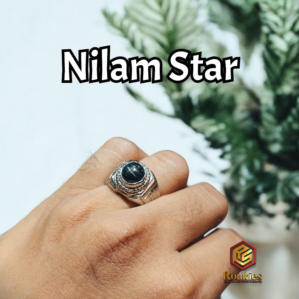 Cincin Batu Natural Nilam Star Ring Alpaka Tanam