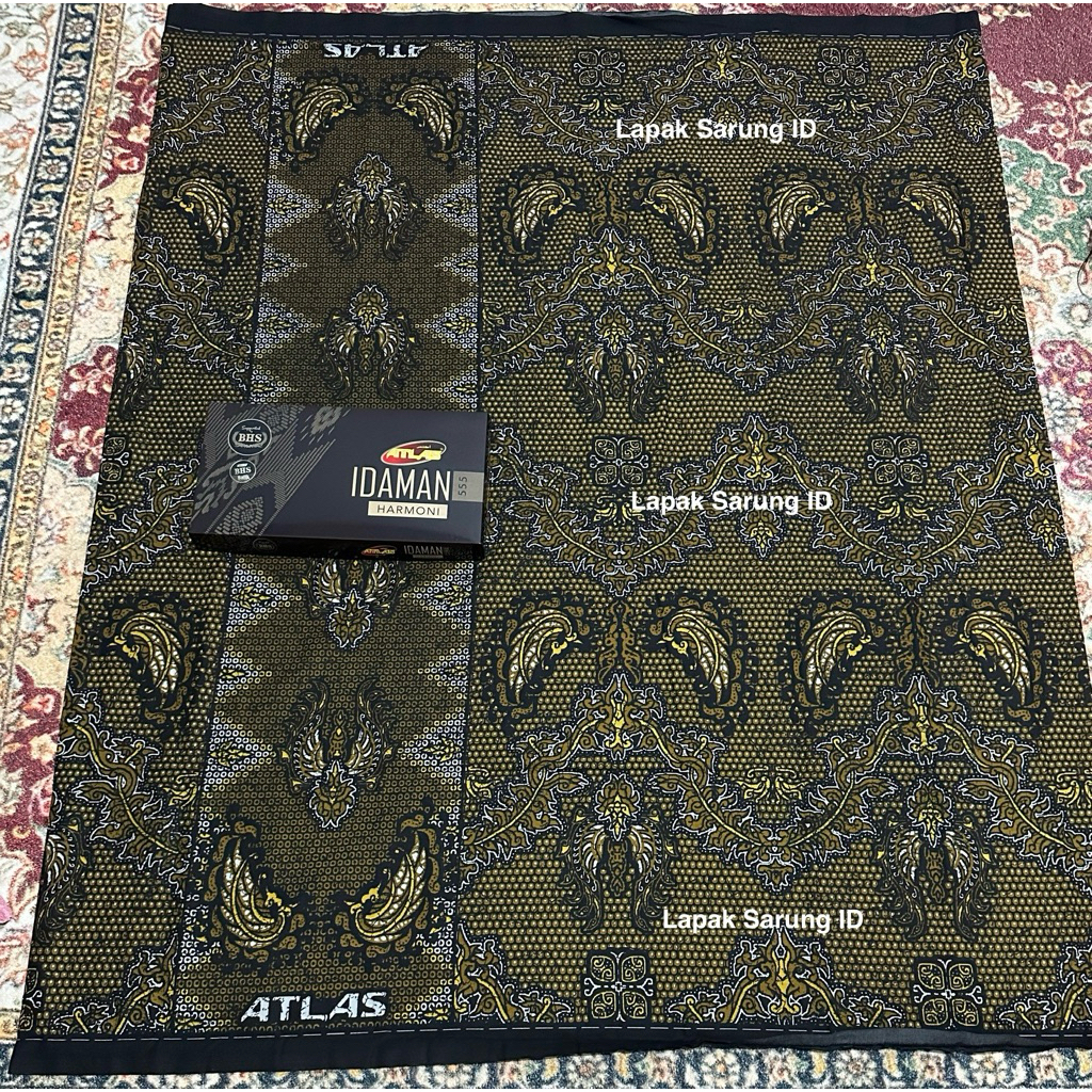 Sarung ATLAS Idaman 555 Harmoni Motif BHS Batik Hitam Kuning