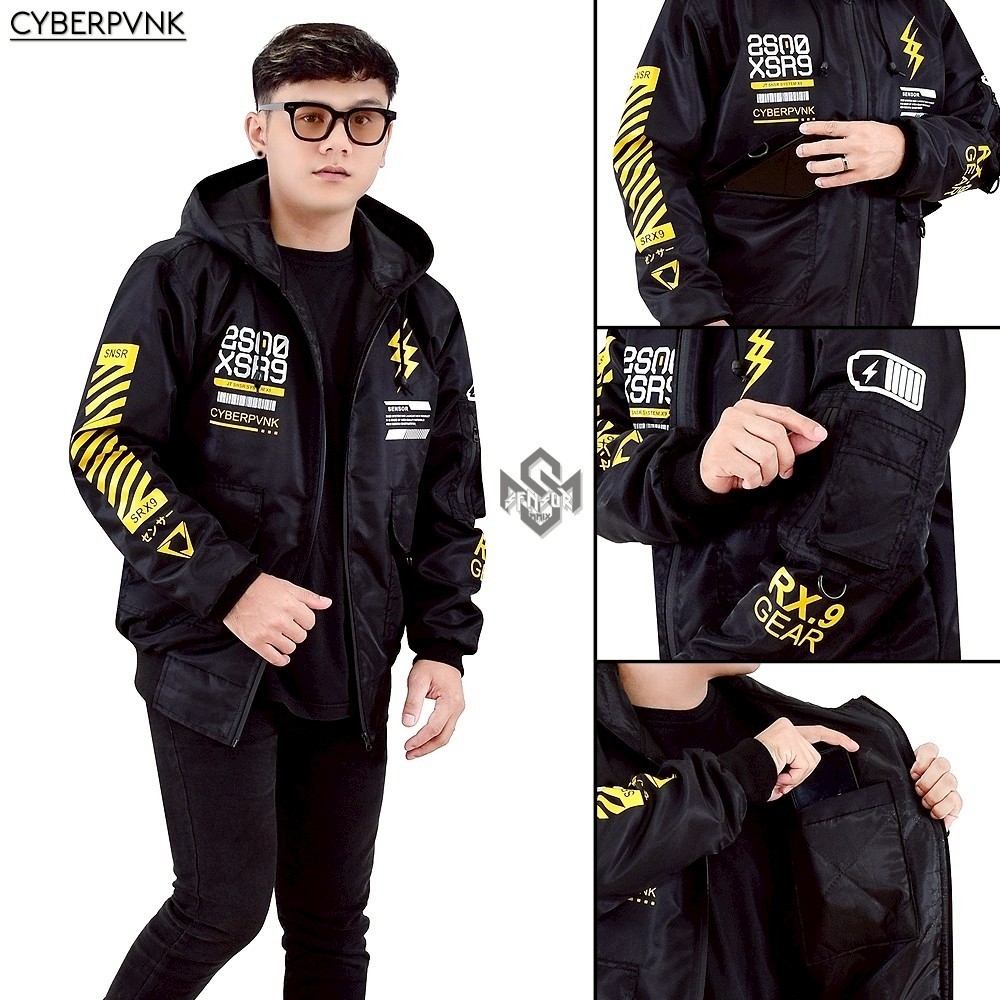 BNY - Jacket Bomber Parasut Pria Hoodie Cyberpvnk Material Scoot Puma Original Sensor
