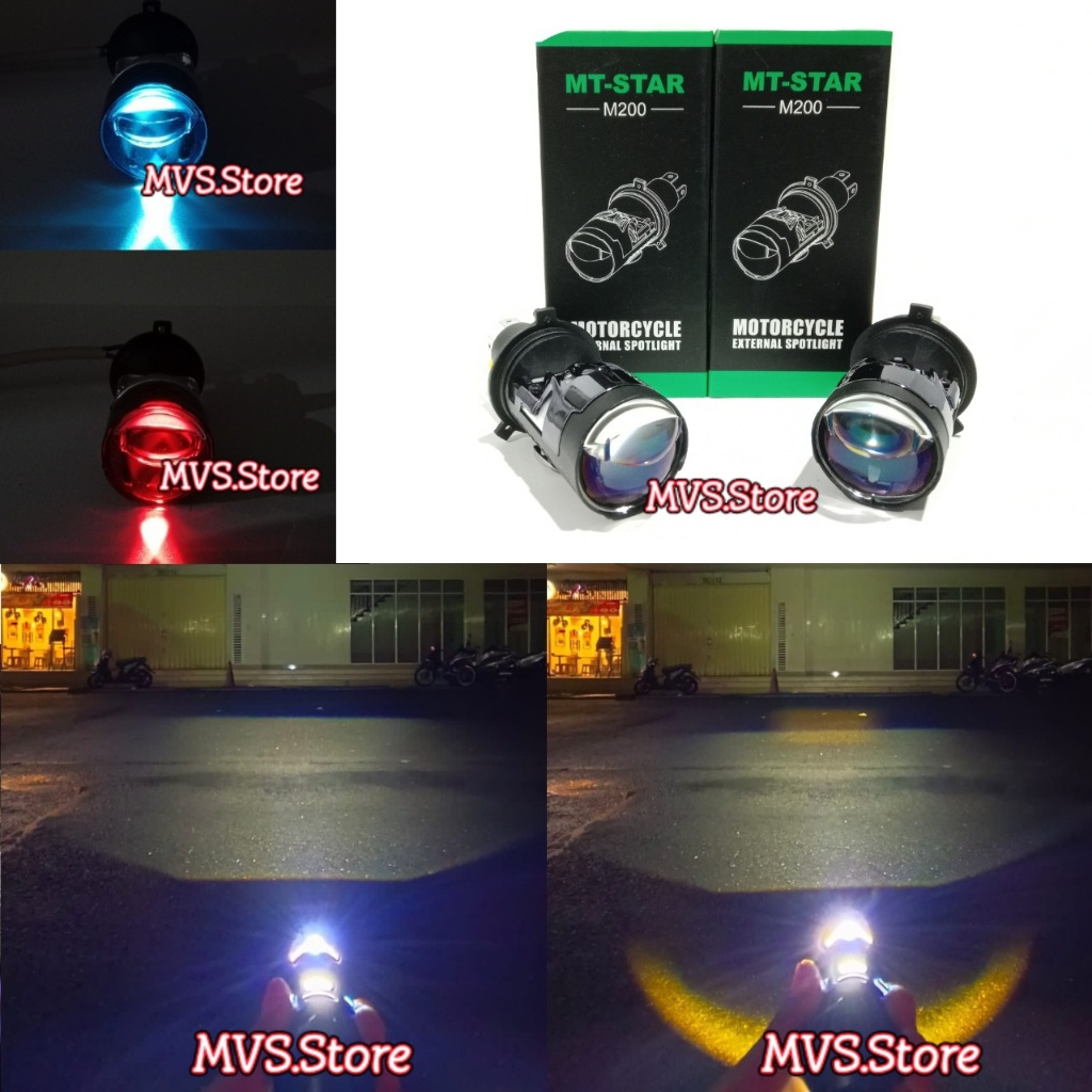MT STAR M200 Lampu Led H4 Mini BILED Blue Lens Putih Kuning Lampu LED H4 Mt Star