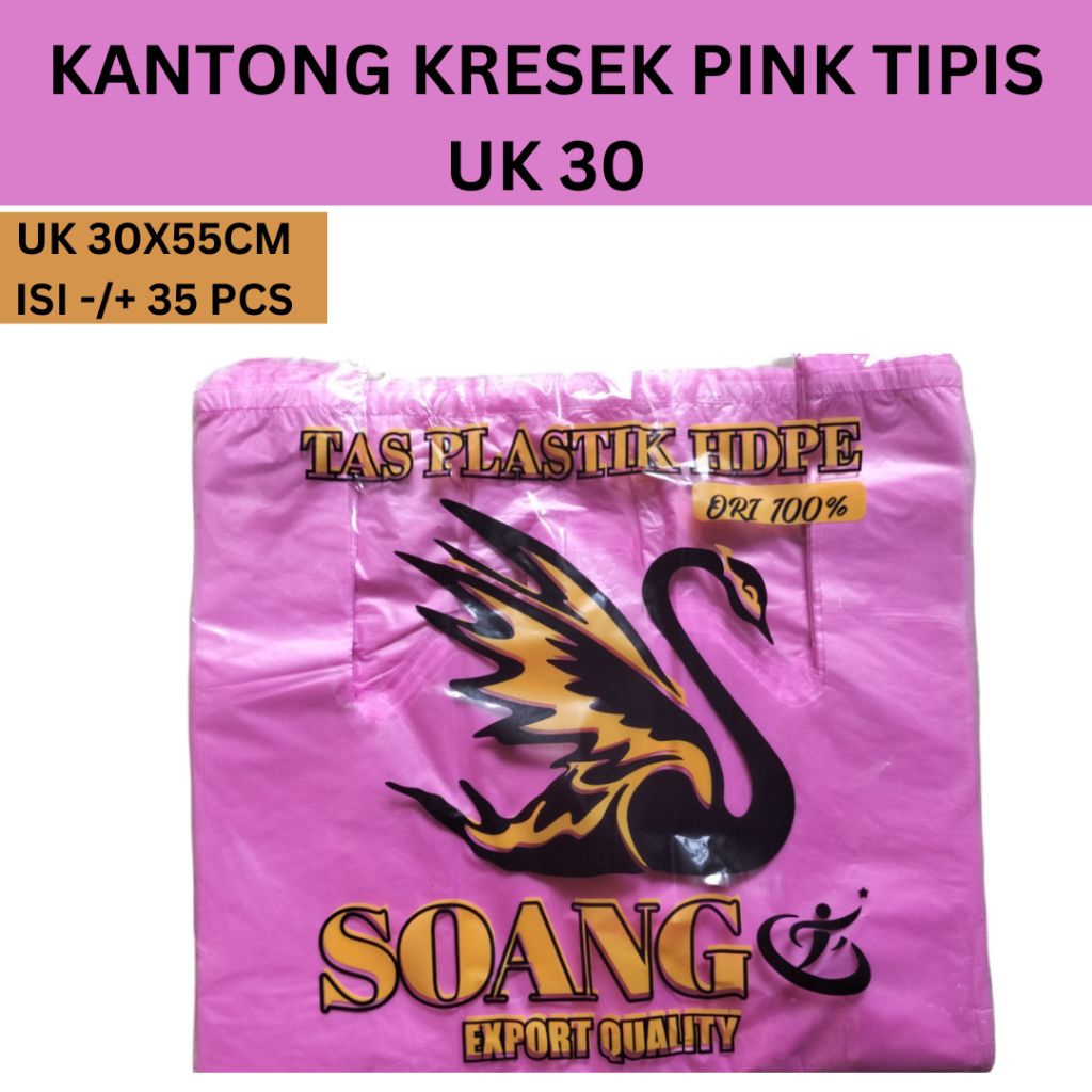 Kantong Kresek Ekonomis Uk 30cm x 55cm, Plastik Kresek, Kantong Plastik Pink, Kantong Kresek Pink