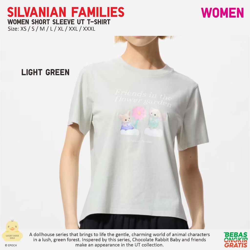 UNIQLO Women Sylvanian Families UT Shirt Wanita Kaos Chocolate Rabbit Baby
