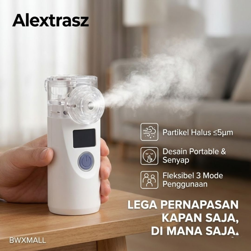 Alat Terapi Uap Asma Nebulizer Ultrasonic Portable Alextrasz FLK-W301 Inhaler Pernapasan Bantu Legak