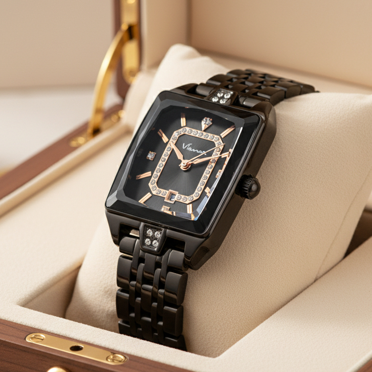 VIANOVA - Jam Tangan Wanita Elegan Quartz Kecil Original Anti Air 1237 Kaca Mineral Standard Jepang 