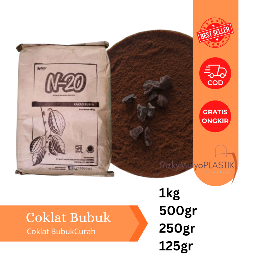 Coklat Bubuk Repack - Bubuk Coklat N-20 untuk Brownies Kue Minuman Cocoa Coklat Pahit