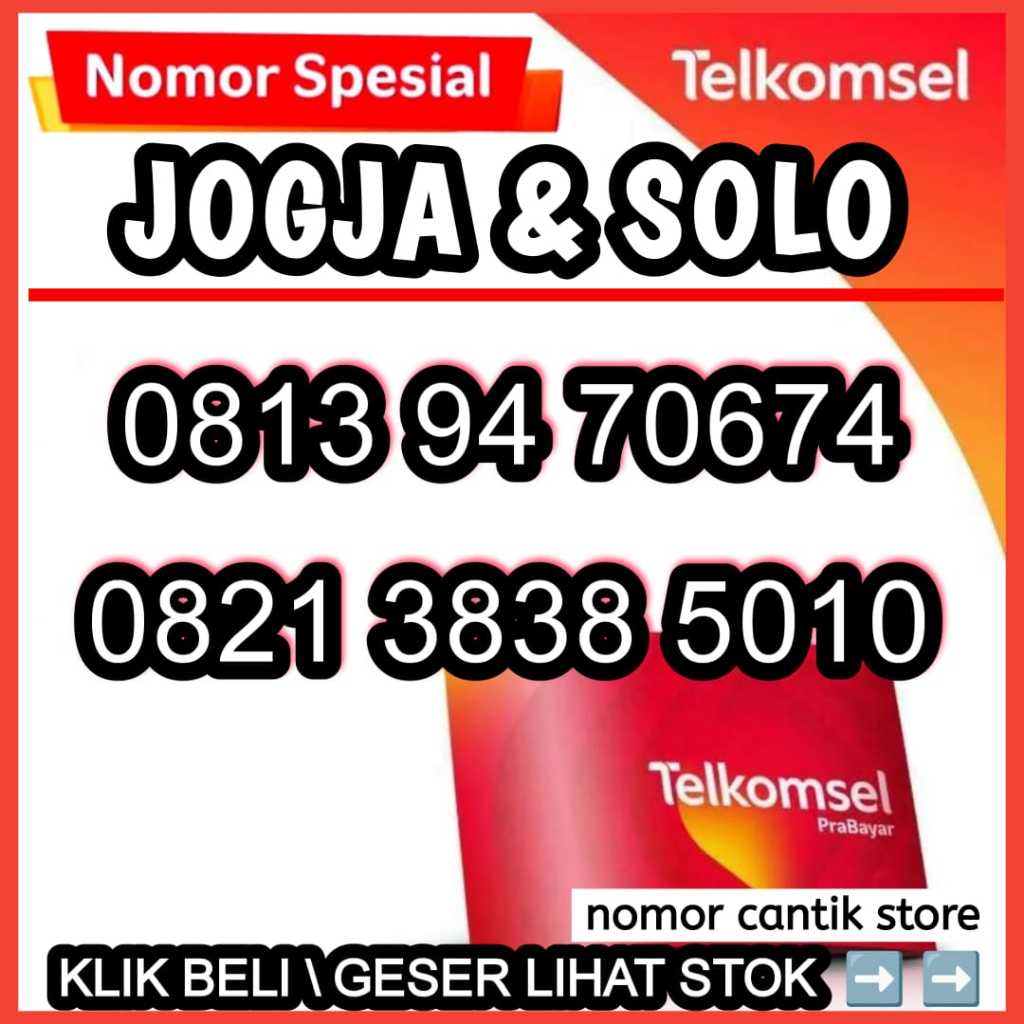 Telkomsel Simpati Nomor Cantik JOGJA 70674 - jogja 70974 Nomor SOLO 5010 Kartu Prabayar 4G/5G Lte