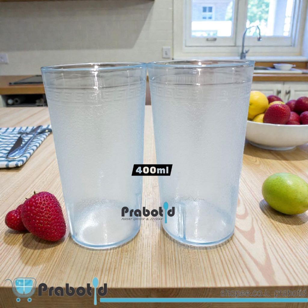 PRABOTID GELAS BENING 350ML 400ML 500ML / GELAS PLASTIK / GELAS ES / GELAS AKRILIK