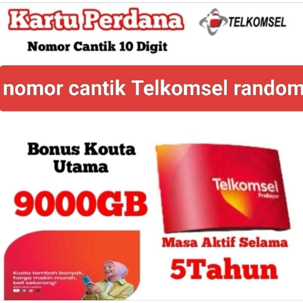 Nomor Cantik simPATI 10 Digit Kuota 9000GB 5Tahun, Kartu Perdana Telkomsel...