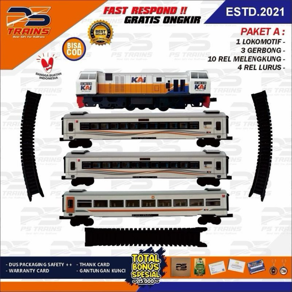 [ MESIN EKSKLUSIF ] Mainan Kereta Api Replika CC206 Rangkaian Kereta Eksekutif Mild Steel New Image 