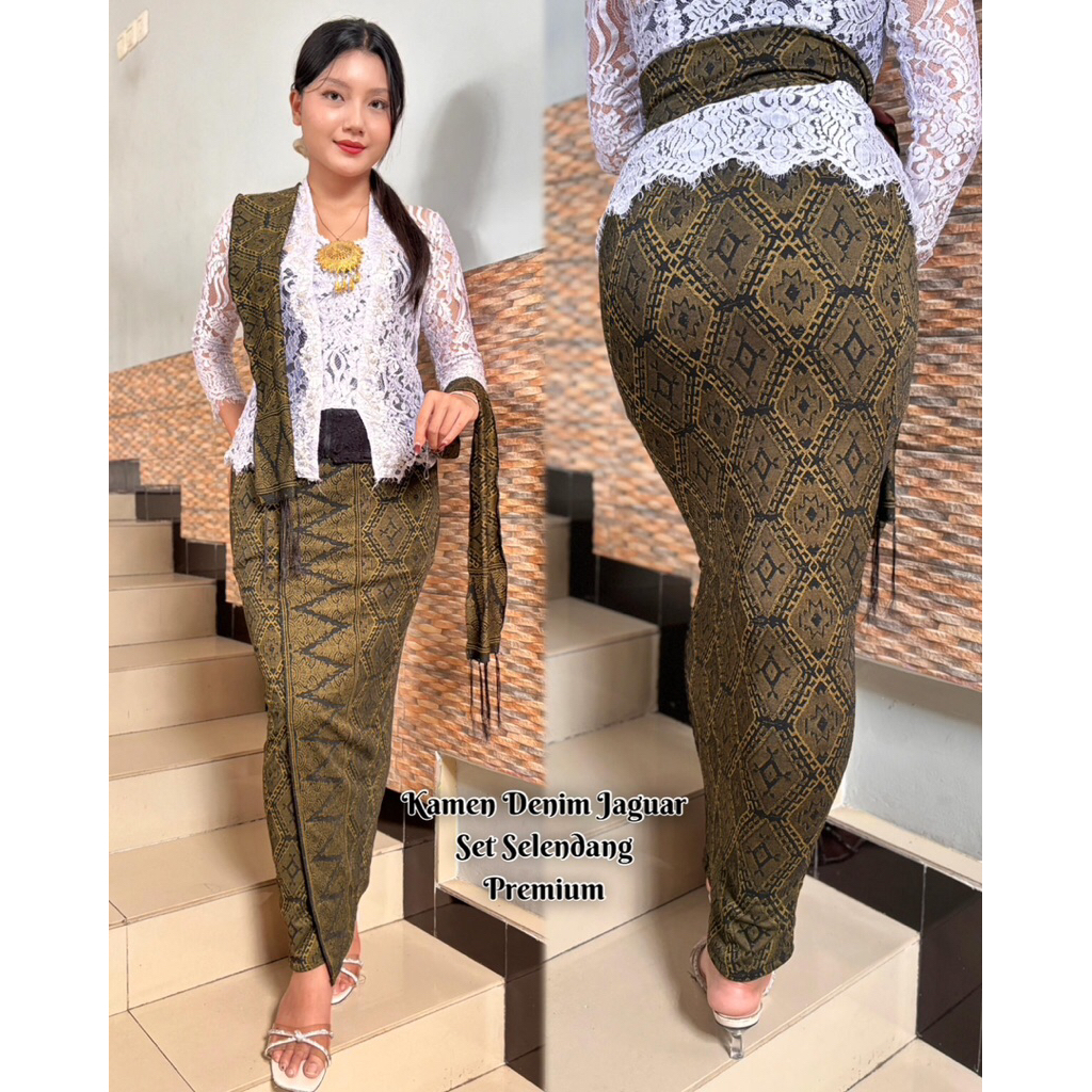 Kamen jadi jaguar serat set selendang / kamen jadi / kamen set selendang