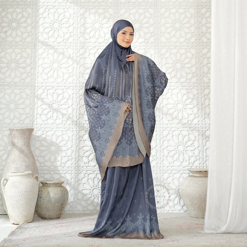 Mukena Travel Printing Miraya Frilly Azzure