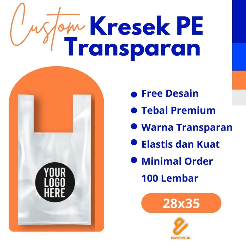 Kresek PE transparan custom sablon 28x35