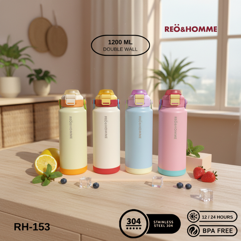 Reo&Homme HandyJug Tumbler Stainless 1.2 Liter Botol Minum Tahan Panas &Dingin Portable Tumblr RH153