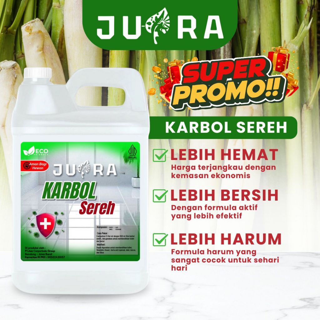 Karbol Aroma Sereh 5 Liter - Karbol Sereh 5 Liter - Karbol Wangi Sereh 5 Liter JUARA