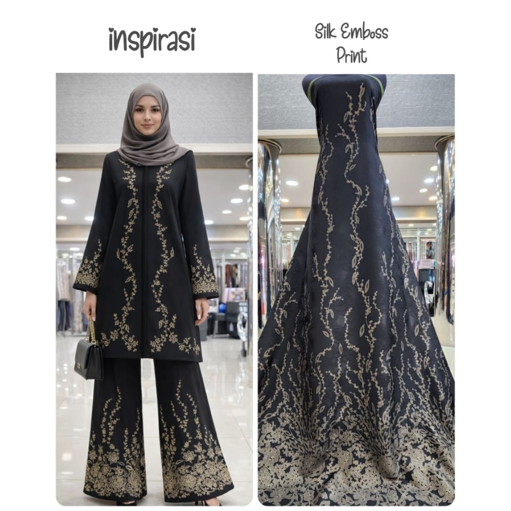 kain hikmat silk emboss motif