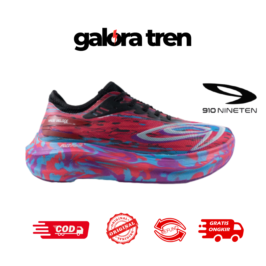 HAZE VELOCE GRAVITY MERAH BIRU UNGU/SEPATU LARI HAZE VELOCE 910 NINETEN