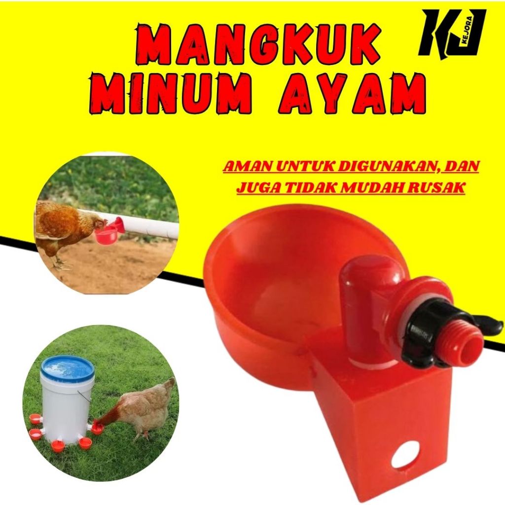 Cangkir Air Ayam Plastik Mangkuk Minum Merah untuk Peternakan Kandang Anak Ayam Bebek Angsa Kalkun B