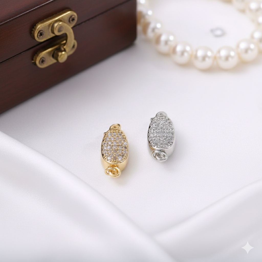 Kaitan Tembaga Lapis Emas 18K, Kaitan Kalung, Kaitan kalung Mutiara, Aksesoris Kalung Mutiara