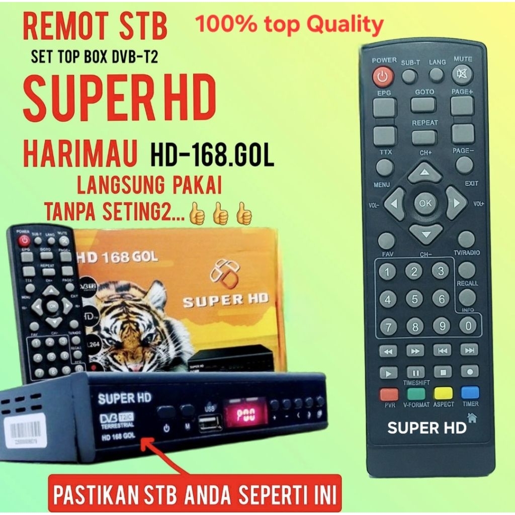 REMOT STB/SET TOP BOX SUPER HD 168 GOL HARIMAU