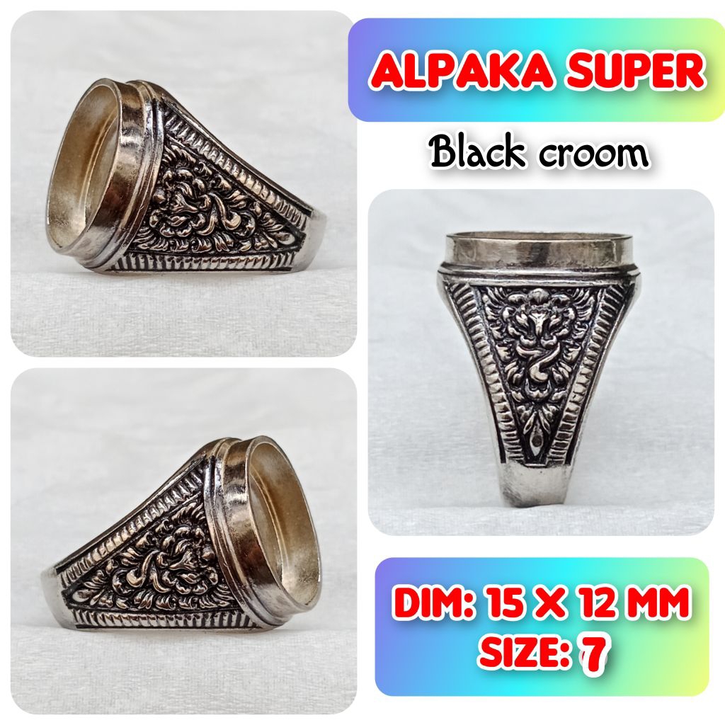 Emban batu akik Alpaka super full ukir Full.02