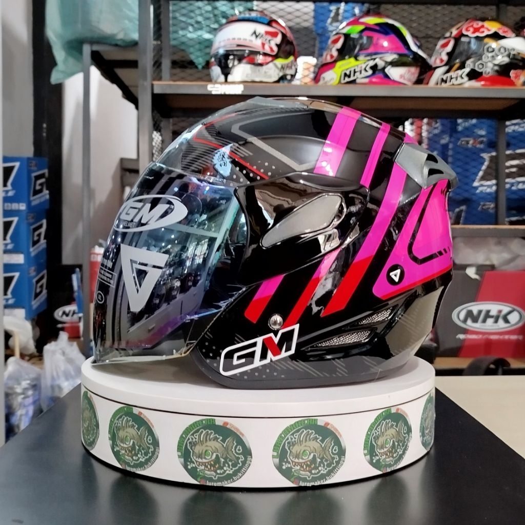 HELM GM FIGHTER FREE RIDE BLACK PINK MOTIF TERBARU