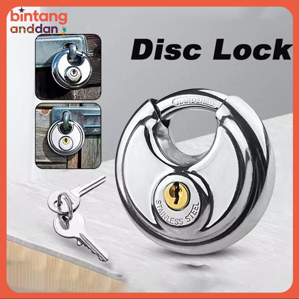 Gembok Bulat Padlock Stainless 70 MM Gembok Cakram 70mm - 70mm Kunci Gembok Bulat Anti Maling [COD]