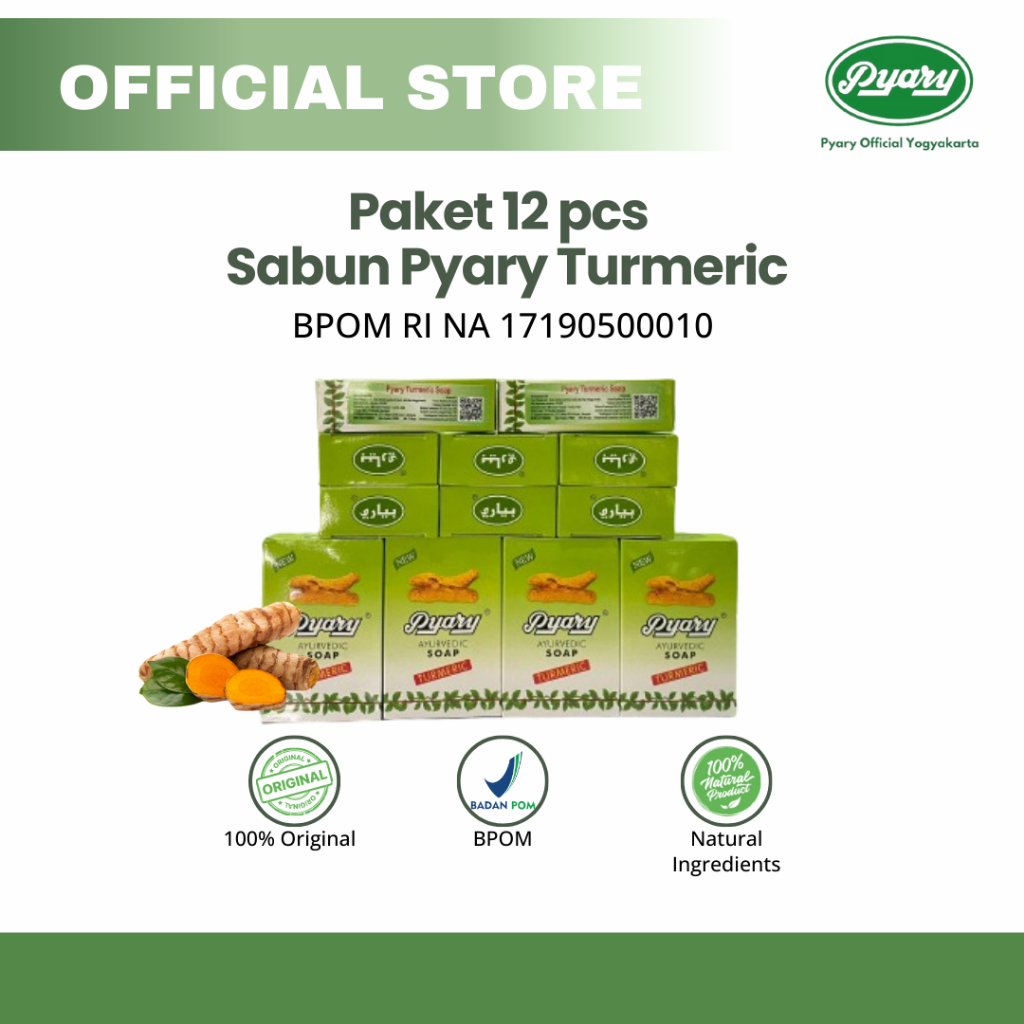 Pyary Paket isi 12 pcs Sabun Pyary Turmeric BPOM - Sabun Arab Pyary Turmeric BPOM Original