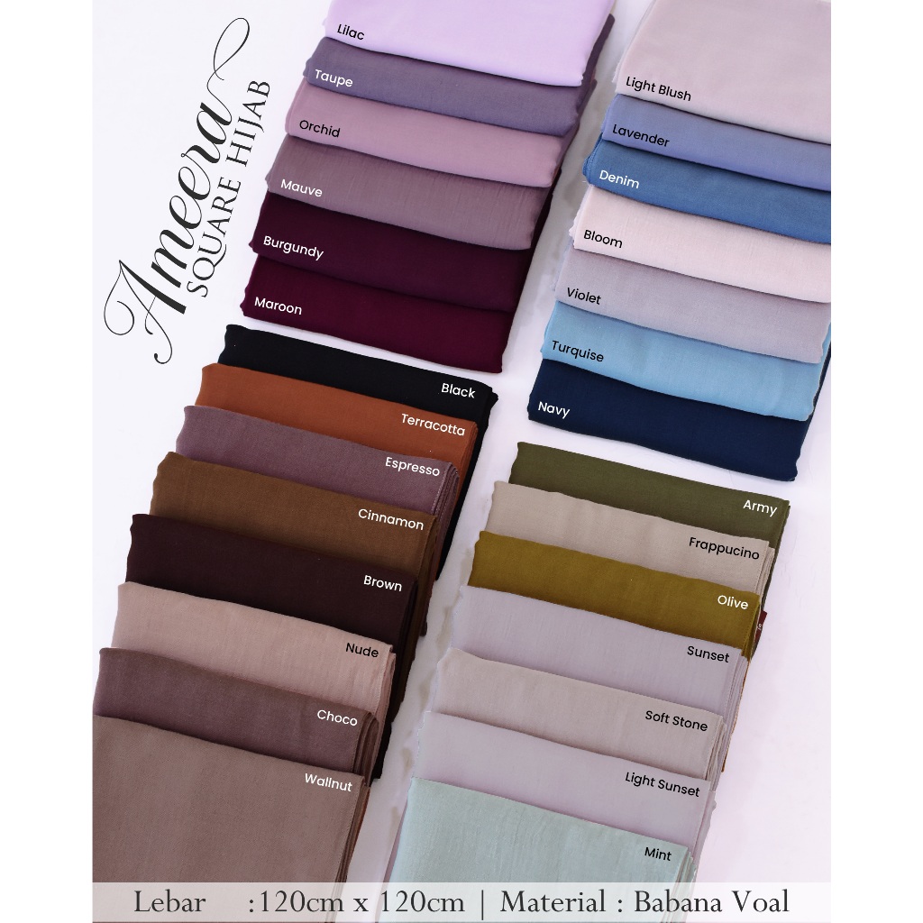 Pattern Nona AMEERA Square Hijab Voal Halus Premium