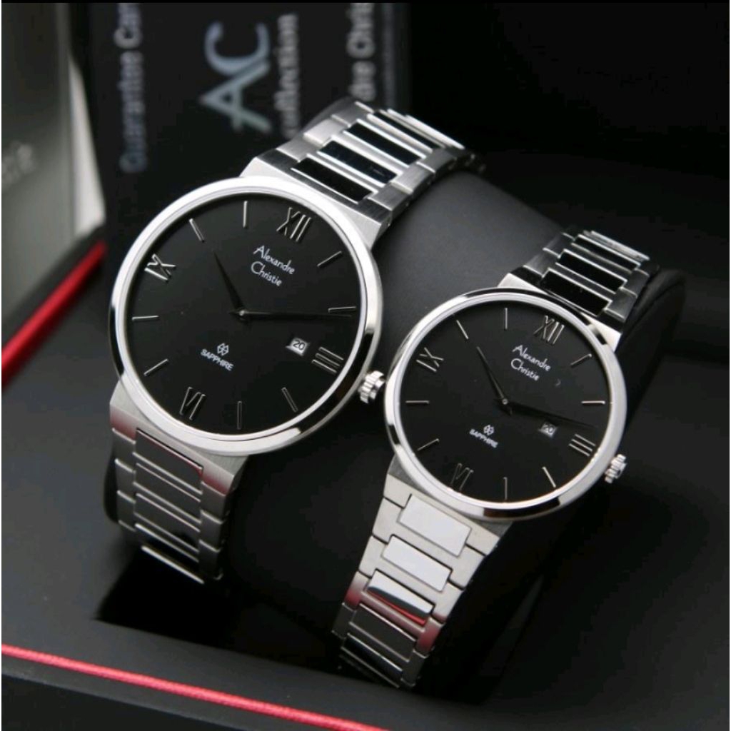ALEXANDRE CHRISTIE AC8564 AC 8564 SILVER  black SAPPHIRE JAM TANGAN WANITA ORIGINAL