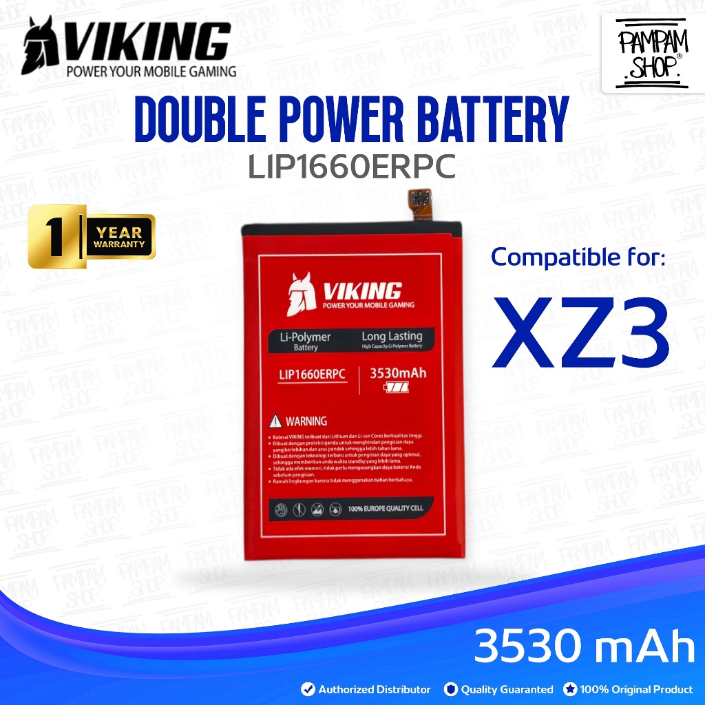 Baterai VIKING Double Power Original Sony Xperia XZ3 SOV39 LIP1660ERPC Batre Batrai Battery Ori HP H