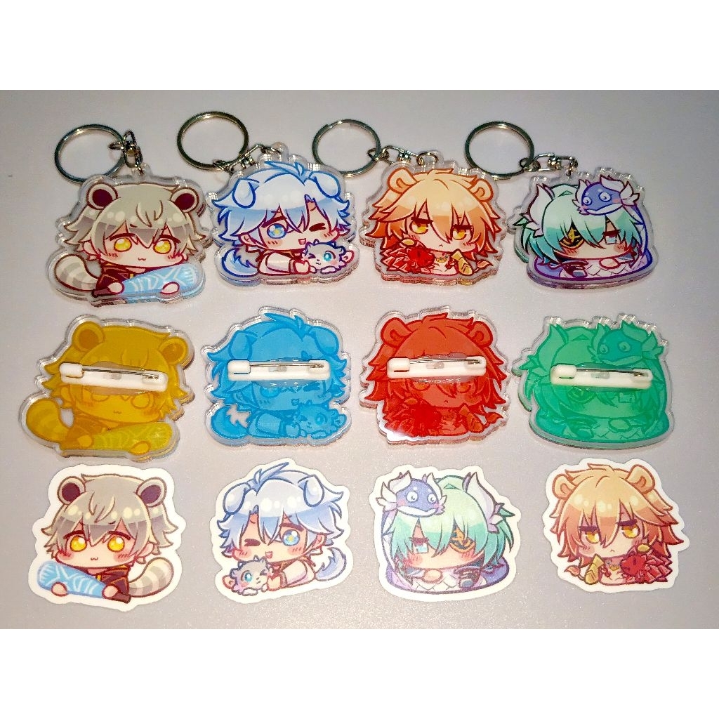 HSR Honkai Star Rail Acrylic Pin and die cut sticker Phainon Mydei Anaxa Caelus by Kuriitama