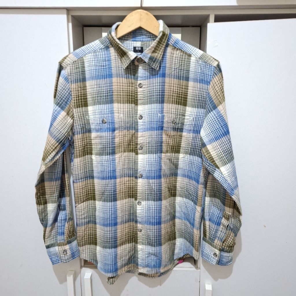 kemeja flanel uniqlo veterano , kemeja flanel uniqlo