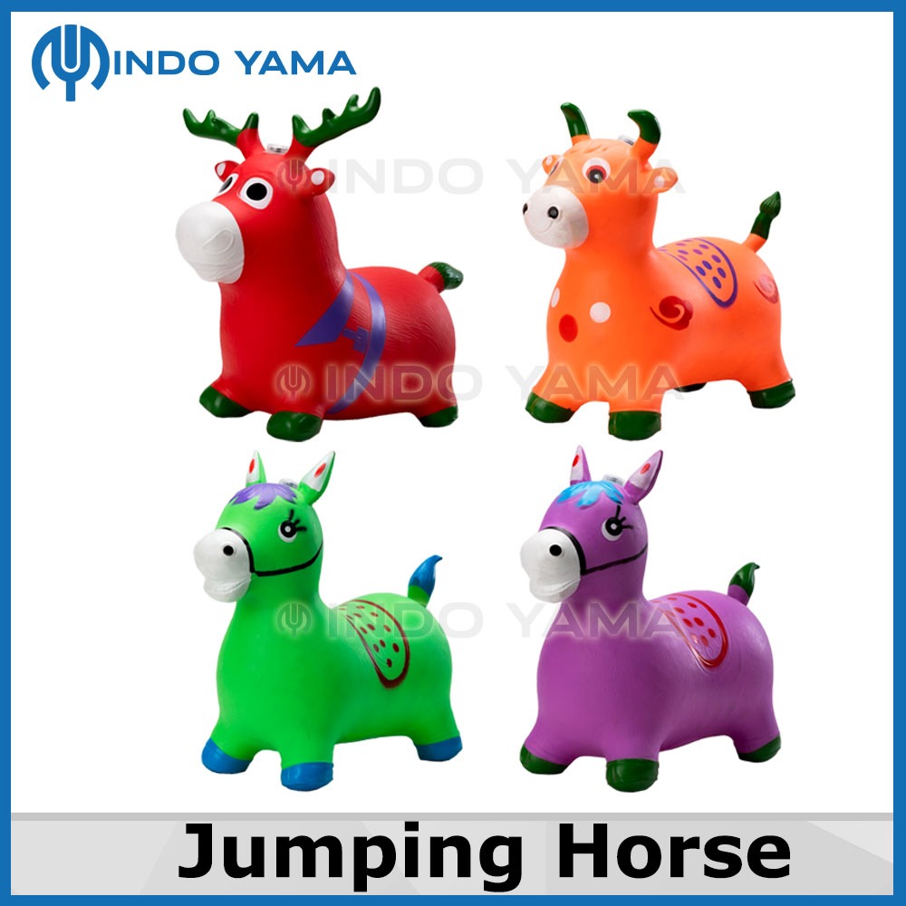 MAINAN ANAK VIRAL JUMPING ANIMAL KARET KARAKTER KUDA RUSA BISA DUDUK