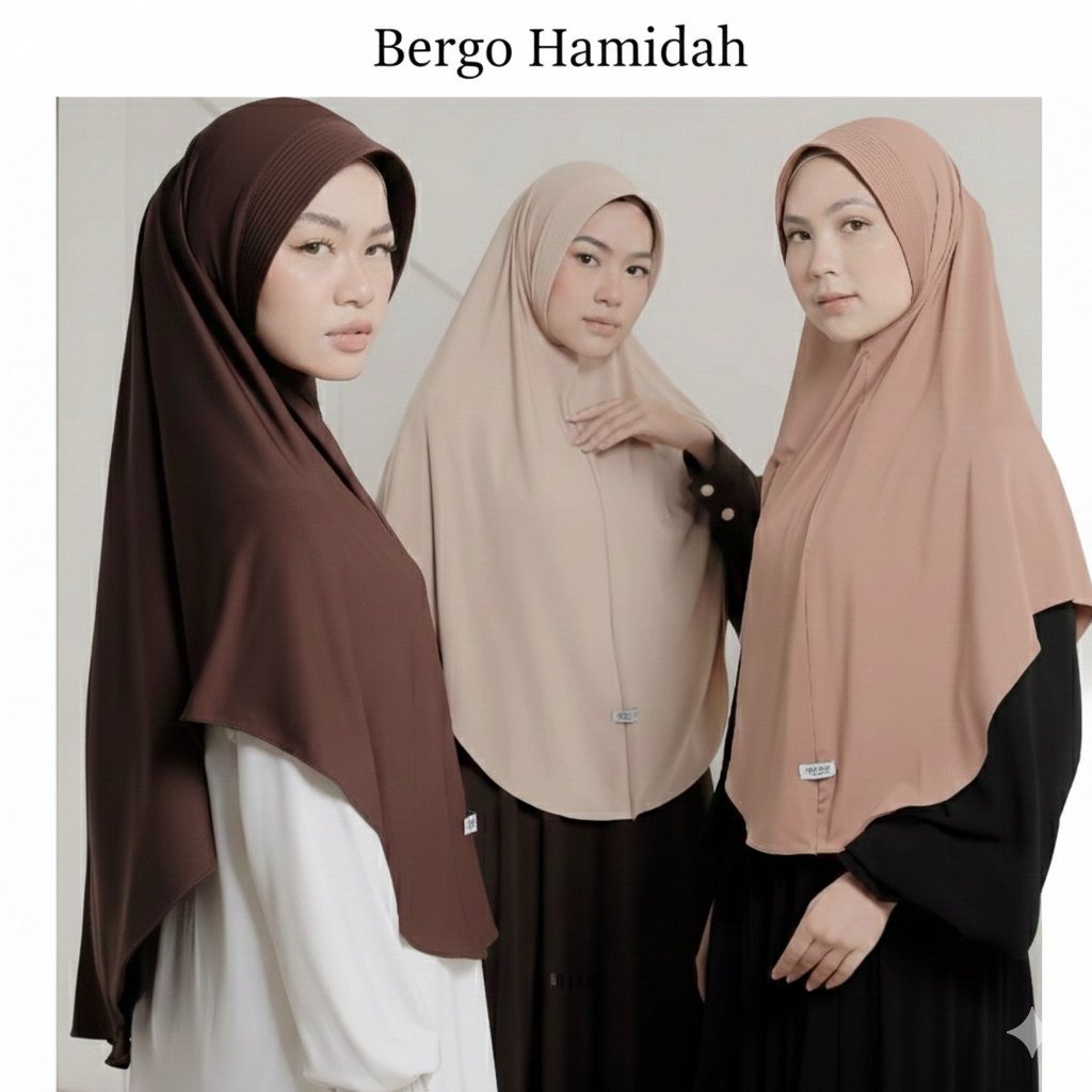 Bergo Hamidah/Hijab Instan Bergo/Bergo Pet Hamidah/Hamidah Jersey